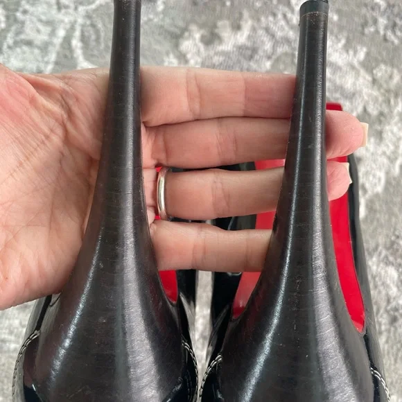 Christian Louboutin black peep toe platform stiletto size 37.5 - Picture 6 of 7